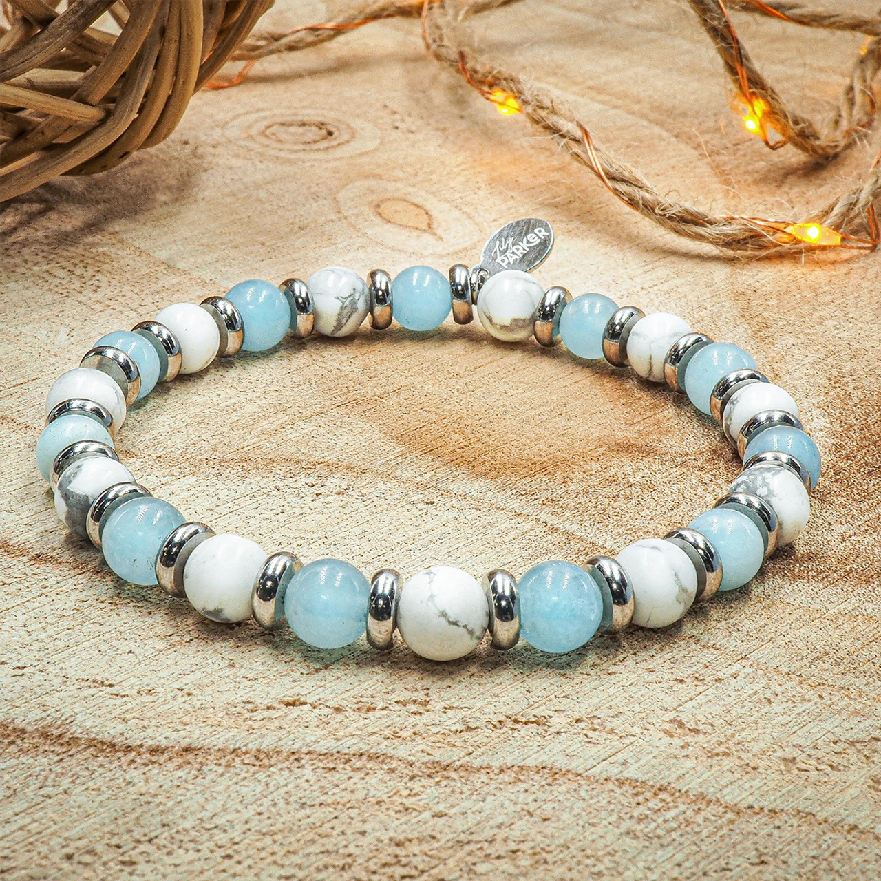 "Zen Attitude" - Aigue Marine - Howlite Blanche 4 "Zen Attitude" - Aigue Marine - Howlite Blanche – Image 2