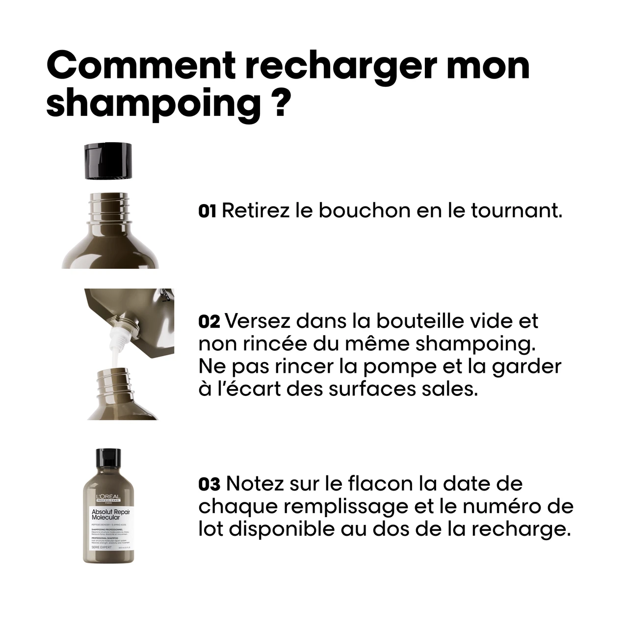 Éco-Recharge Shampooing Absolut Repair Molecular L'Oréal 500ml 9 Éco-Recharge Shampooing Absolut Repair Molecular L'Oréal 500ml – Image 7