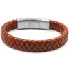 Bracelet "Solar" Acier - Simili Cuir Tressé Orange -Hair Store ste 053 64679.1732800608