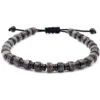 Bracelet "Stone" Acier Noir - Jaspe Gris -Hair Store ste b018 68419.1732708160