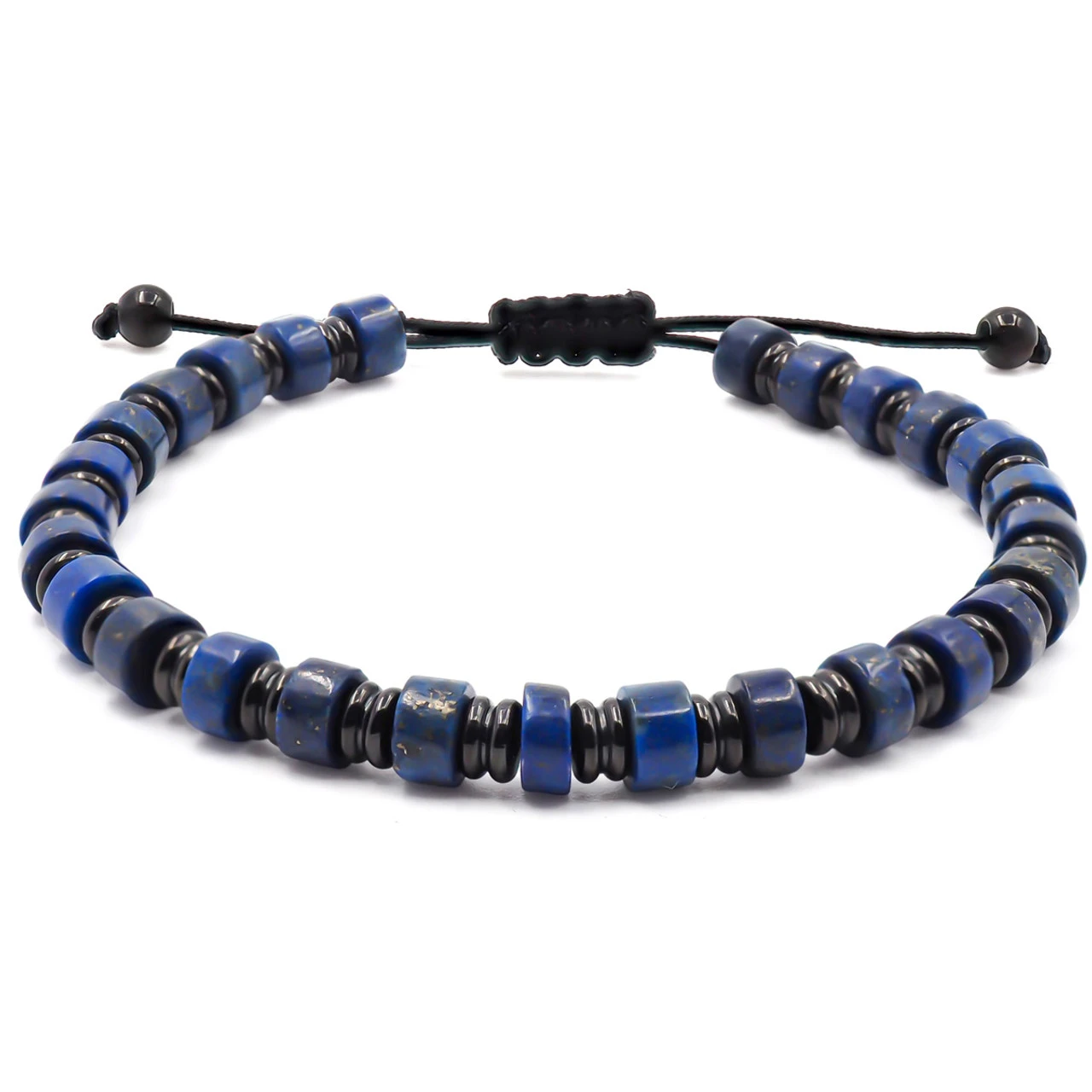 Bracelet "Ocean" Acier Noir - Lapis Lazuli 3 Bracelet "Ocean" Acier Noir - Lapis Lazuli