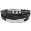 Bracelet "Steel" Acier Simili Cuir 3 Rangs + Plaque Acier -Hair Store ste b036 31242.1732800083